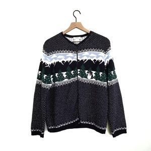 Northern Reflections Snowman Winter Holiday Christmas Zip Cardigan Sweater Sz: M